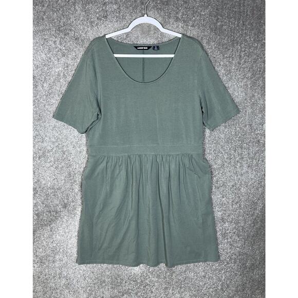 Lands End Dress Womens Size XL 18 Green Stretch Short Sleeve Scoop Neck‎ Pockets - Picture 1 of 10